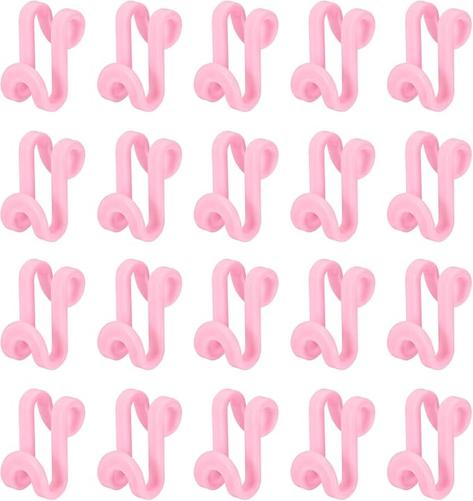 uxcell Clothes Hanger Connector Hooks, 20Pcs - ABS Hanger Hooks, Hanger Extender Hooks, Hanger Hooks Space Saver for Closet (Pink)