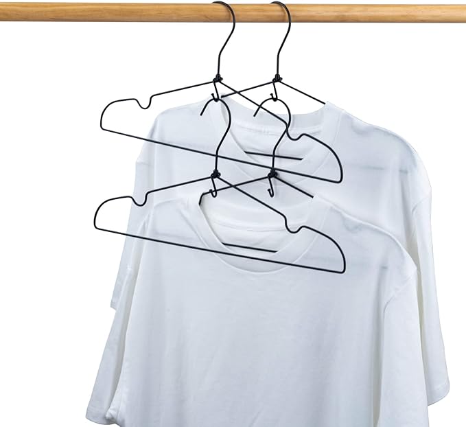 Clothes Hanger Connector Hooks, Heavy Duty Extender Clips Organizer Mini Space Saving Clothes Hanger Extender Cascading Connection Hooks for Wooden Velvet Metal Plastic Hangers (Black) 36PCS