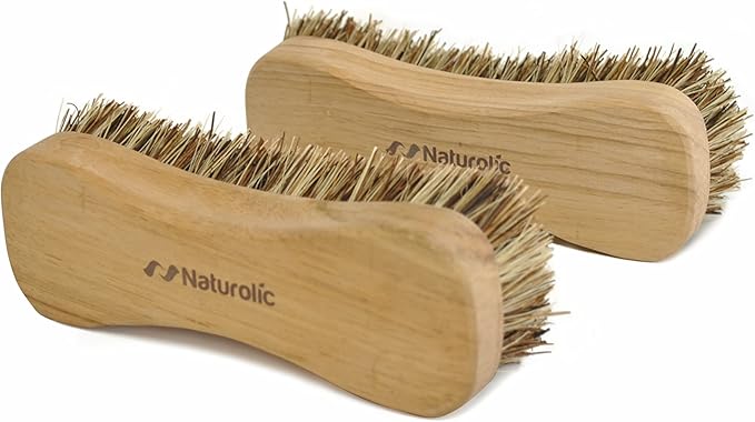 All-Natural Wooden Scrub Brush Set | Wooden Handle | Palmyra Bristle Brush for Cleaning | Eco Friendly Cleaning Products | Scrub Brush Set of 2