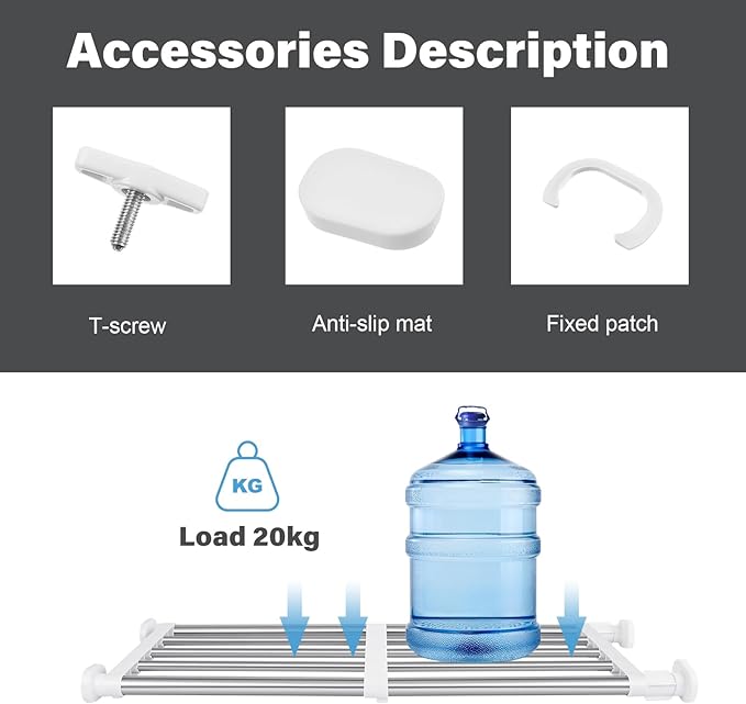Geetery 4 Pcs Closet Tension Shelf Rod Metal Expandable Shelf Organizer Adjustable Closet Shelves Rack DIY Dividers Separators for Cabinet Storage Locker Clothes(19.69–31.5 Inch)