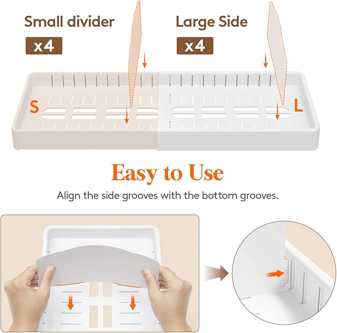Lifewit Kitchen Cabinet Organizer for Food Contanier Lid, Extra Large 13"-24" Expandable Lid Holder with 8 Adjustable Dividers & 9 Sections for Pantry Organizers and Storage, Home Drawer Organization
