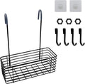 Antrader Hanging Shower Rack,Shower Caddy Hanging,Hung on the Faucet or the Door,the Back Hook Can be Rotated,No Drilling,304 Stainless Steel,Single Layer Shelf-Black