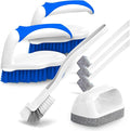 Holikme 7 Pack Deep Cleaning Brush Set, Scrub Brush, Grout Brush, Pool Brush, Scrub Pads with Scraper Tip Scouring Pads, for Pool Walls, Bathroom, Floor, Tub, Shower and Kitchen Surface (Blue)