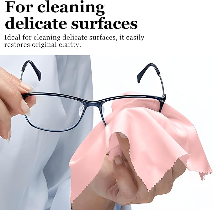 10PCS Suede Microfiber Cloths, 8"×8" Suede Cloth Cleaning Rags, Double-Sided Cleaning Cloths for Car LCD Display, Screens, Glasses, Lenses, Mirrors, Windows, Delicate Surfaces (Pink)