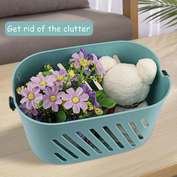 Hanging Shower Caddy Basket with Hook Plastic Hanging Storage Basket Portable Kitchen Organizer Storage Basket for Bathroom Kitchen Pantry Bathroom Dorm Room（Blue）