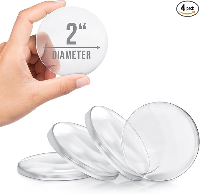 Strongest Door Stoppers for Wall 2" (4 Pack) - Self Adhesive & Discreet Home Door Knob Wall Protector - Quiet Door Bumper with Secure Adhesive -Rubber Door Stops -Shock Absorbent Door Handle Stopper
