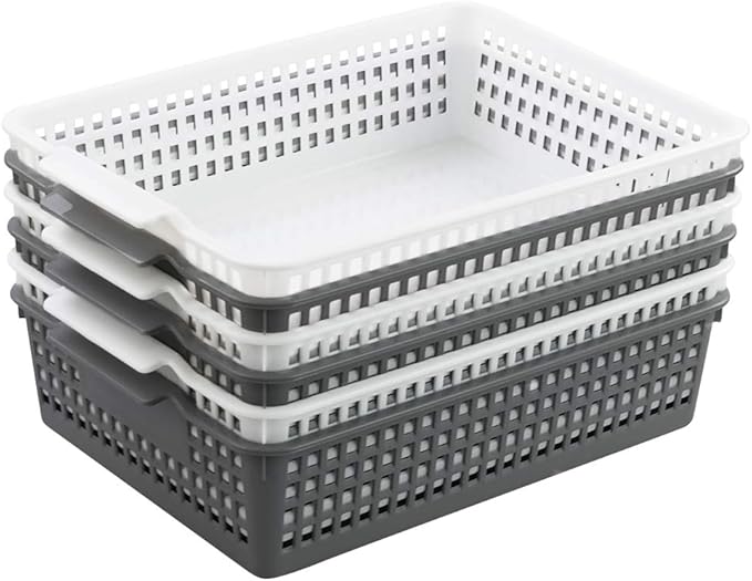 Plastic A4 Paper Storage Basket Trays, 6 Packs