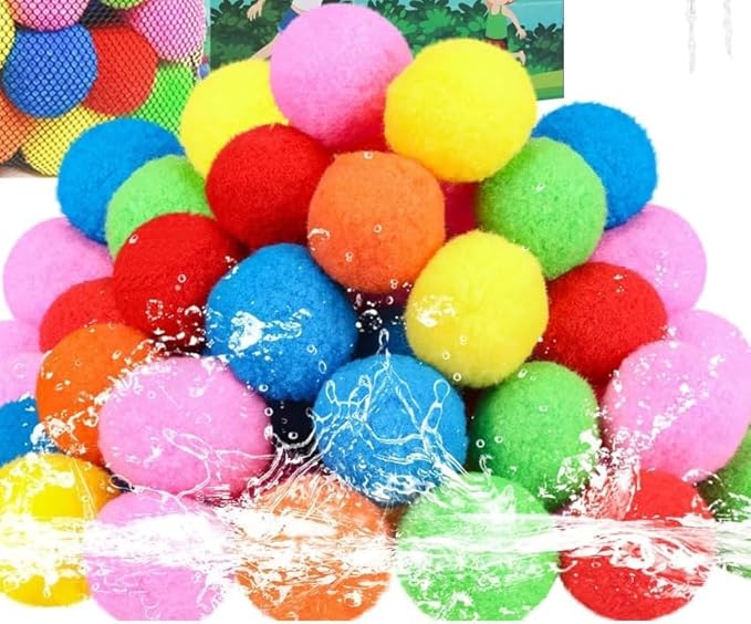 Water Balls Quick Fill Water for Pools, Fighting, Water Companions, Water Balloons for Outdoor Family, Friends, Backyard Summer Splash Party Gift (60pack - Reusable Water Balls)