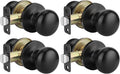 Goldenwarm Black Closet Door Knobs, Passage Door Knobs, Matte Black Door knob Without Lock for Hallway, Closet(4 Pack)