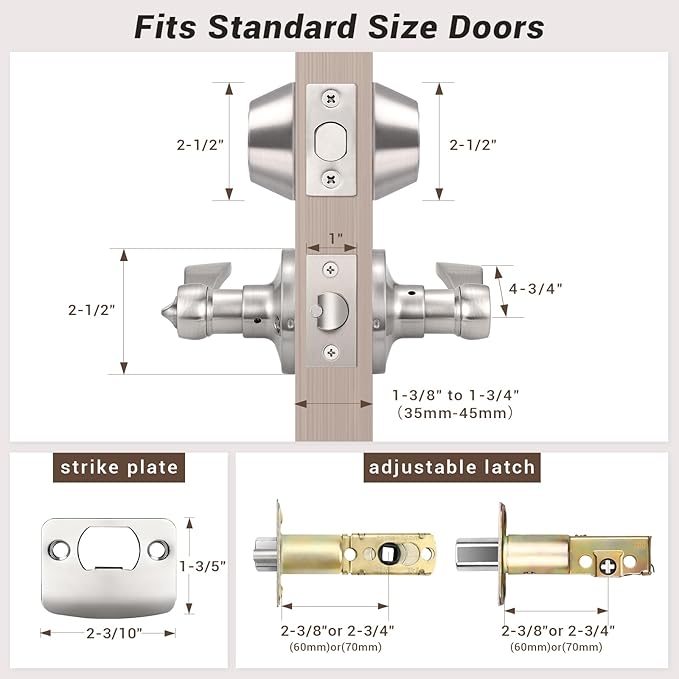 Knobonly 1 Set Entry Door Lever and Deadbolt Lock Set, Deadbolts Keyed Both Sides, All Keyed Same, Wave Style Front and Exterior Door Handleset with Double Cylinder, Satin Nickel Finish