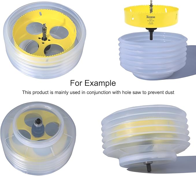 Universal Hole Saw Dust Bowl Large - Semi-Transparent Design, Ideal for Recessed Light Installations