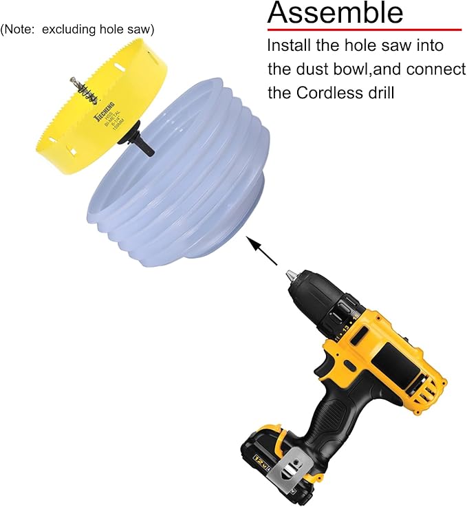 Universal Hole Saw Dust Bowl Large - Semi-Transparent Design, Ideal for Recessed Light Installations