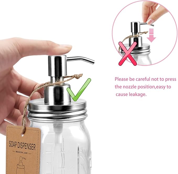 Amolliar Mason Jar Bathroom Accessories Set(4 Pcs) -Lotion Soap Dispenser & 2 Qtip Holder & Toothbrush Holder-Rustic Farmhouse Decor, Countertop Vanity Organize, Bathroom Home Decor (Brushed Nickel)