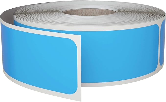 Royal Green Rectangle Label Stickers 3 x 1 inch (7.5cm x 2.5cm) Light Blue Sticker Roll - 250 Pack