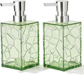 2 Pack Clear Saga Green Rust Proof Soap Dispenser Bathroom, Acrylic Plastic Hand Soap Lotion Dispenser with Pump for Bathroom&Kitchen