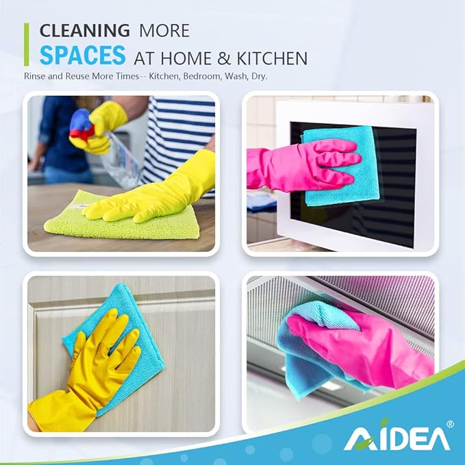 AIDEA Microfiber Cleaning Cloth-24PK, Soft Microfiber Towels for Cars, Absorbent Cleaning Rags, Lint-Free Streak-Free Wash Cloths for House, Kitchen, Window(12in.x12in)