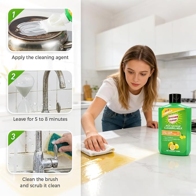 Fliwos Cleaning Milk House Cleaner, 2026 Upgraded Multifunctional Cleaner for Kitchen & Bathroom, Powerful Concentrated Cleansing Lotion, Multi-Purpose Cleaner, Effectively Remove Stains (Green 2Pcs)