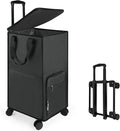 Bukere Extra Large Rolling Laundry Basket with Removable Wheels & Zipper Lid, Freestanding Laundry Hamper, Collapsible bag for Clothes Storage, Wheeled Cart for College Dorm Apartment Laundry Room