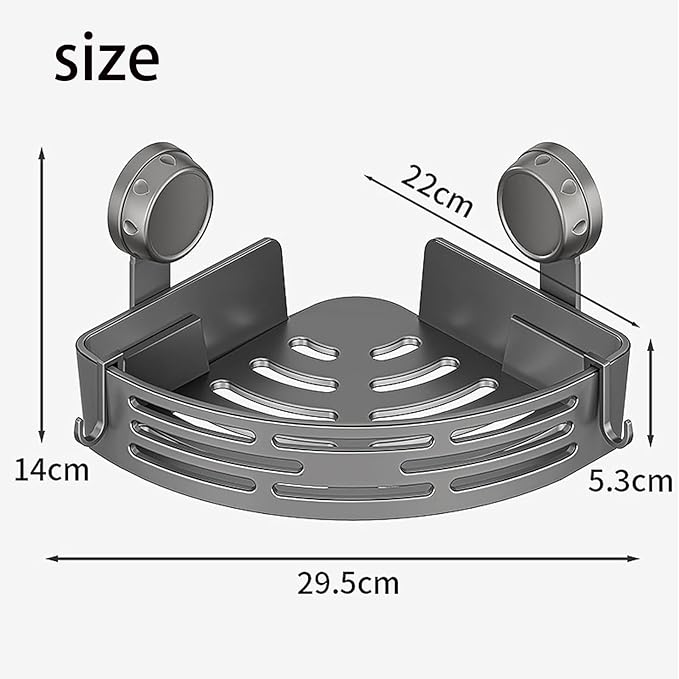 kdlgjdv Triangle Suction Cup Shower Caddy, No-Drill Bathroom Corner Shelf, Small Bathroom Storage Cabinet, Easy To Install, Heavy-Duty Strong Hold Shower Storage Rack For Shampoo & Soap (Black)