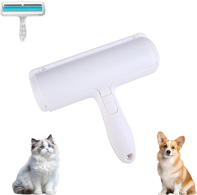HonWang Pet Hair Remover, Reusable Self-Cleaning Lint Roller with Trash Bin for Sofa, Furniture, Carpet, Cat and Dog Hair Removal Tool (Blue)