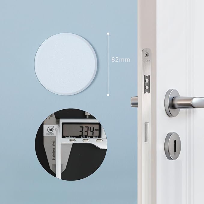 3 1/4 in Wall Protector Round, 10 Pack Doorknob Wall Shield Guard Door Stop, Rigid Vinyl Hard Wall Protection Pads White with Self Adhesive Sticker, HOME MASTER HARDWARE