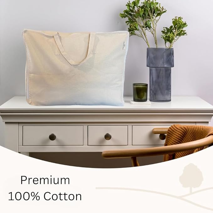 Blanket and Comforter Storage Bag with Handles for Comforters, Blankets, Linens and Garments | Underbed Breathable Closet Organizer Bag (X-Large (24"x15"x12"), Off-White)