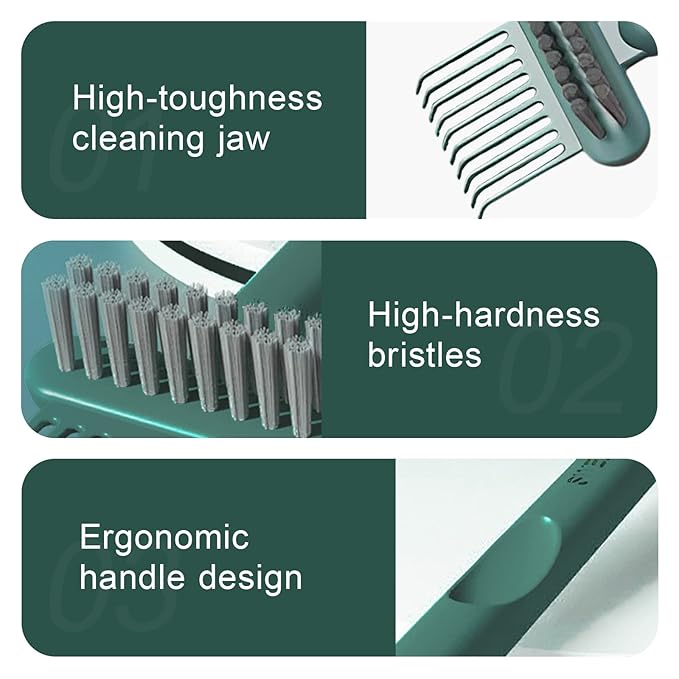 RHOS 2-in-1 Hair Brush Cleaner and Comb Remover Rake - Removes Hair, Dust for Home and Salon Use (2 Pack - Green)