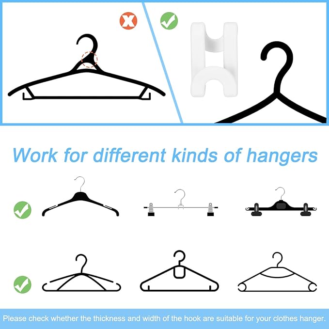 uxcell Clothes Hanger Connector Hooks, 20Pcs - ABS Hanger Hooks, Hanger Extender Hooks, Hanger Hooks Space Saver for Closet (Beige)
