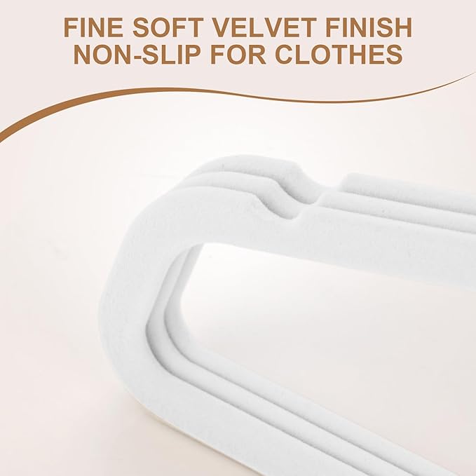 TIMMY 36-Pack Velvet Hangers with Gold Hooks - Space-Saving Non-Slip Heavy-Duty Clothes Hangers for Coats, Suits, Dresses, and Sweaters - Slim Design(White+Gold) (White+Gold, 17inch-36pack)