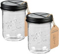 SheeChung Mason Jar Toothbrush Holders, Bathroom Accessories, Bathroom Essentials, Bathroom Organizers and Storage, Bathroom Countertop Organizer, Glass Toothbrush Holders for Bathroom-Black, 2Pcs