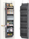 Lifewit 1 Pack Over the Door Organizer, Clear Window Hanging Storage with 4 Mesh Side Pockets, Anti Tilt 40 lbs Load Behind Door for Pantry, Nursery, Bathroom, Bedroom, Dorm, 6 Section, Gray