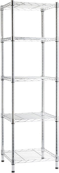 Amazon Basics 5-Shelf Storage Shelving Unit, Chrome, 16 D x 16 W x 54 H in | Tower, Adjustable
