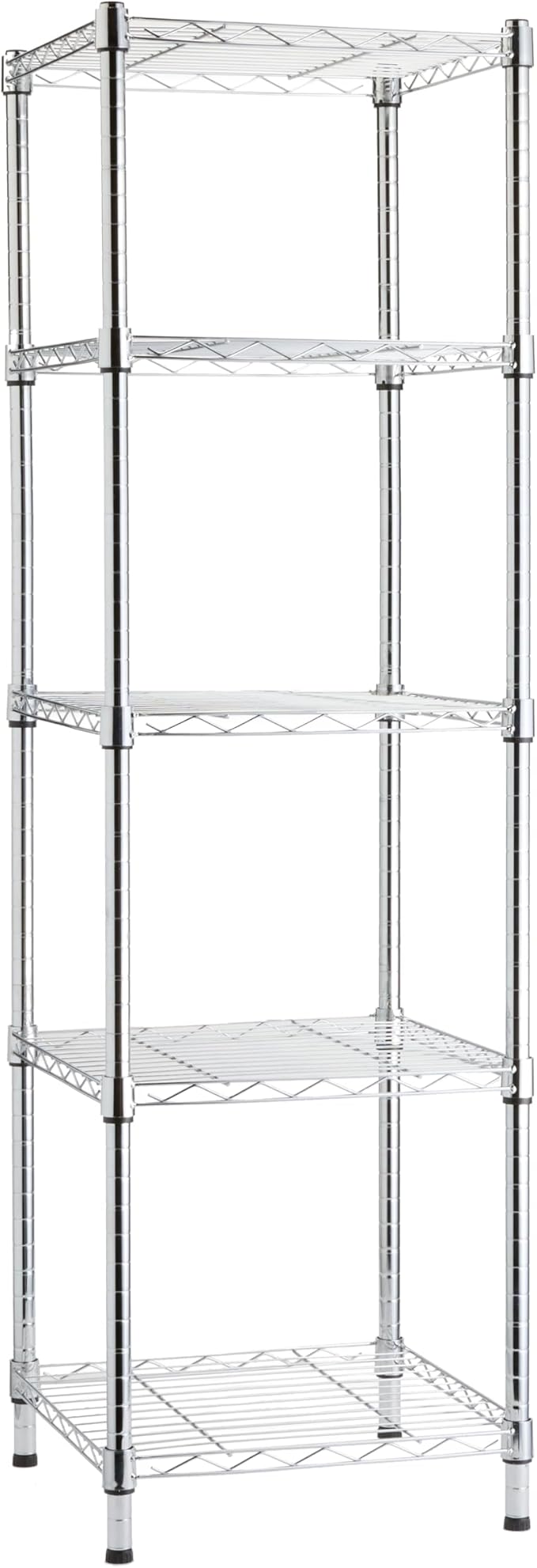 Amazon Basics 5-Shelf Storage Shelving Unit, Chrome, 16 D x 16 W x 54 H in | Tower, Adjustable