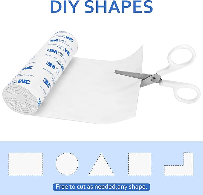 Silicone Furniture Pads, 5" x 40" Non Slip Furniture Pads Anti Skid Pads Non Slip Self Adhesive Cuttable Silicone Tape Strip Roll for Protecting Hardwood Floors Chair Wall Protector - White, 2 Pack