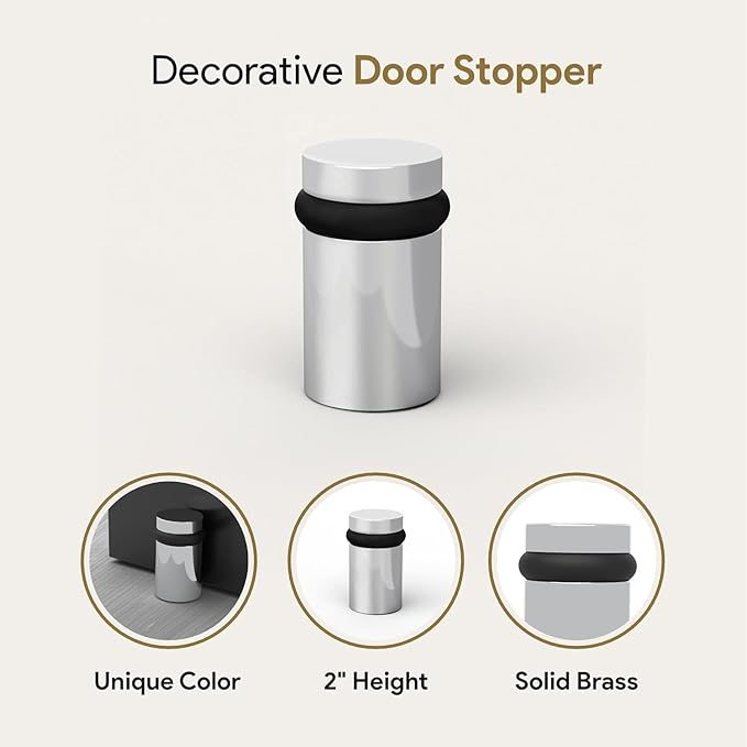 Mega Handles Floor Door Stopper, Quickly Installed Wall Protector, Wall Protectors from Door Knobs, Floor Door Stop with Mounting Hardware Included - Polished Chrome - 2 Inch