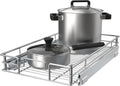Pulloutor Pull Out Cabinet Organizer, (11" W x 21" D) Slide Out Kitchen Cabinet Storage Shelf and Drawer Organizer NEED 12" W and 22" D Cabinet, Chrome Finish