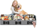 Qozary Large Dog Toy Basket with Diy Tag - Collapsible Dog Toy Bin, Fabric Personalized Pet Toy Box, Trapezoid Storage and Organizer for Pet Supplies