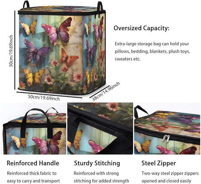 2pcs closet organizers and storage under bed,clothing blanket sweater sheet bedding comforter duvet quilt pillow toy storage bags with lids,dorm room essentials for containers 95L