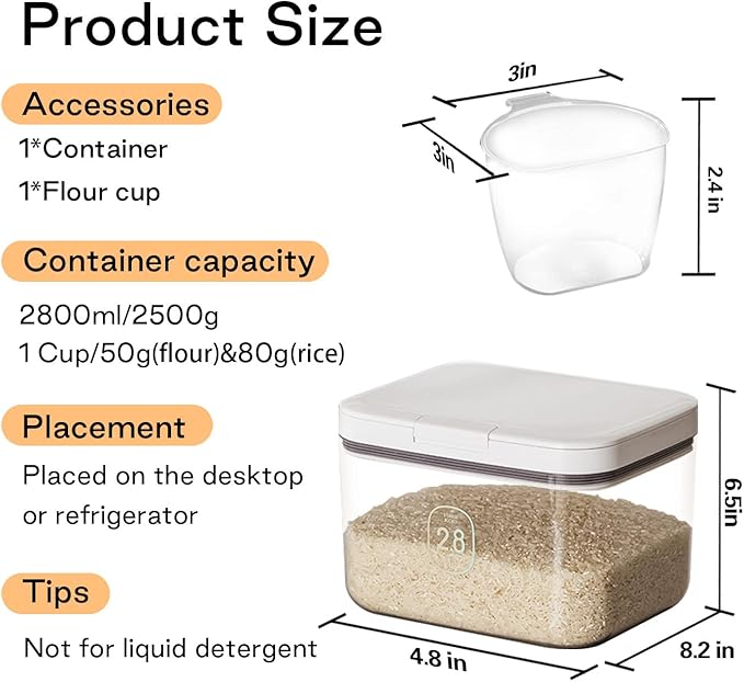 LivLab Flour Storage Container - 2.8L Keep Your Flour Fresh and Conveniently Accessible
