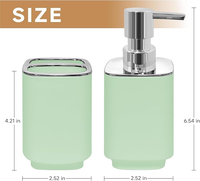 2Pack Sage Green Bathroom Accessories Set, Bohemian Bathroom Sink Set, Contain Soap Dispenser, Toothbrush Holder, Bathroom Toothbrush Holder Set