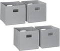 RiverRidge Folding Storage Bins with Handles Gray Cube Storage Organizer for Closet, Bedroom & Playroom - Closet Organizers and Storage Set of 4