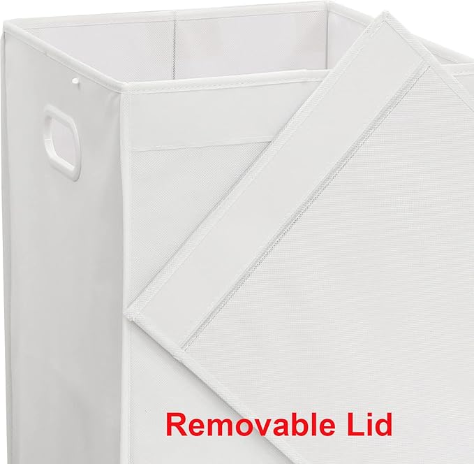Simple Houseware Foldable Laundry Hamper Basket with Lid, White