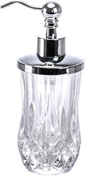 9Oz Clear Glass Soap Dispenser with Zinc Alloy Pump,Lead-Free Thick-Cut Glass,Countertop Soap Dispensers for Bathroom & Kitchen,Round