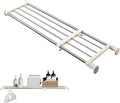 BAOYOUNI Tension Shelf Adjustable Closet Rod Space Saving Wardrobe Clothes Dividers Ivory, 33.07-46.26 Inches