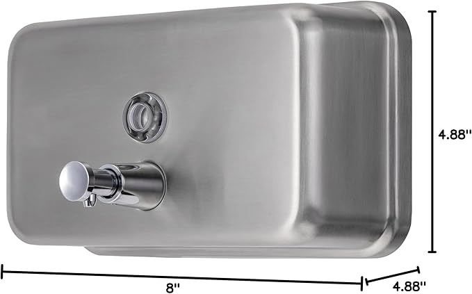 Commercial Soap Dispenser Wall Mount – Horizontal Stainless Steel Wall Mounted Soap Dispenser for Bathroom - New Superior Design with Anti-Leak Pump and Corrosion-Proof Lining- 37oz (1100ml) by EnBath
