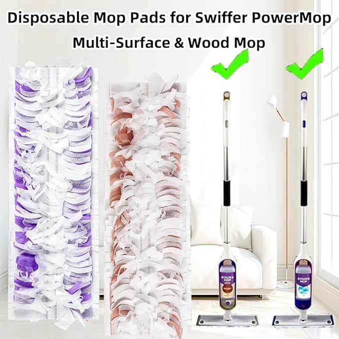 Disposable Mopping Pad Refills for PowerMop Multi-Surface,Wood Mopping Pad Refills for Floor Cleaning, 10 Count (Purple 5+Brown 5)