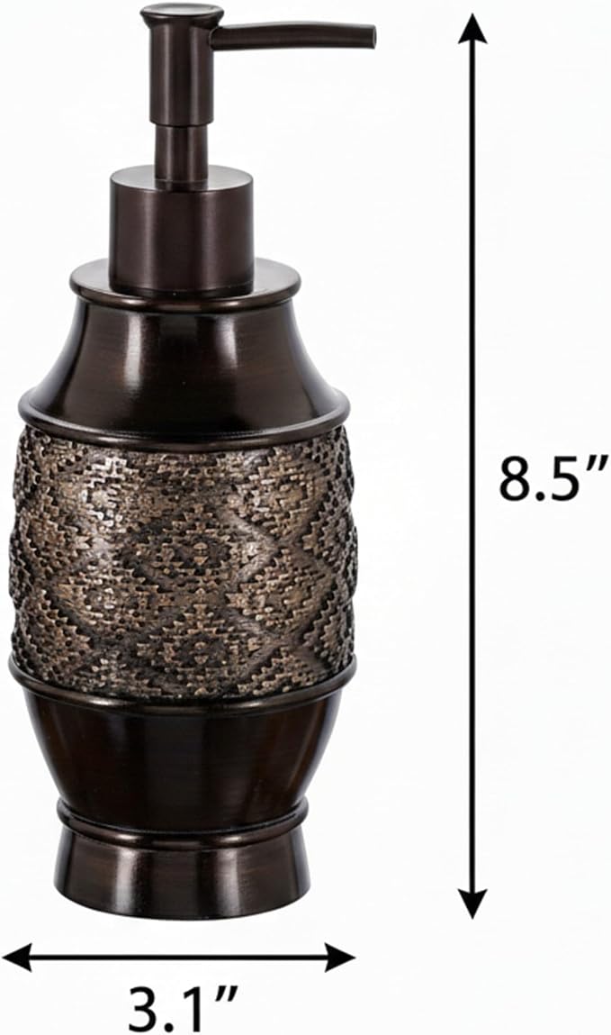 Creative Scents Dublin Brown Soap Dispenser for Bathroom - Decorative Lotion Dispenser with Durable Matching Pump for Countertop - Modern Liquid Soap Dispenser Holds 8 Oz.