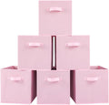 Stero Fabric Storage Bins 6 Pack Fun Colored Durable Storage Cubes with Fabric Handles Foldable Cube Baskets for Home, Kids Room, Closet and Toys Organization Pink