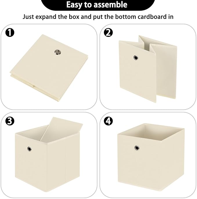 13 inch cube storage bins,collapsible fabric storage cubes Decorative storage basket,apply to clothes organizer box,shelves in closet,laundry,daycare centers,offices,Set of 1,(Creamy-White)