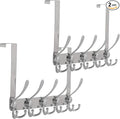 Encozy Over The Door Hooks,Coat Rack for Hanging Clothes Hat Towel (Heavy Duty Silver 2pcs)
